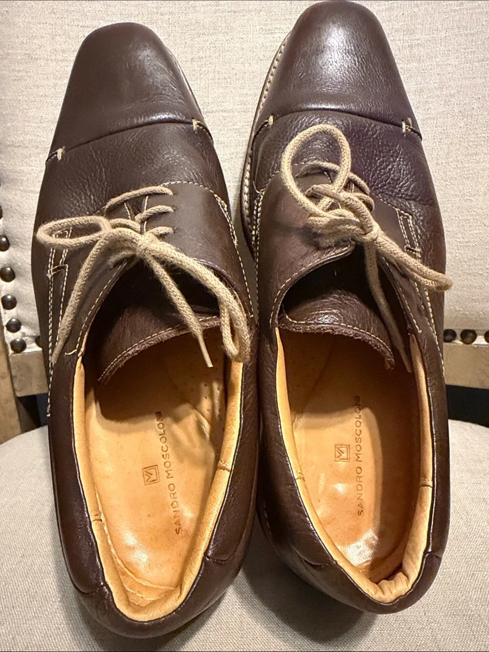 Sandro Moscoloni Men's Dark Brown Leather Derby Dress Shoes Size 12